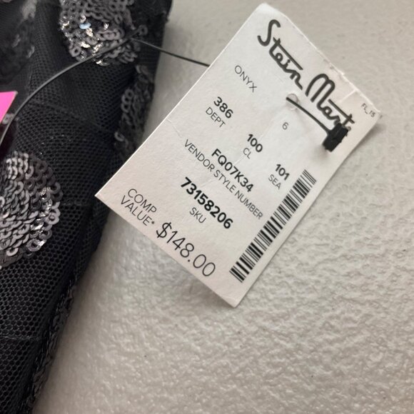 New Betsey Johnson 6 Sequin Polka Dot Sleeveless Midi Dress Sheer Onyx Goth - Picture 8 of 15